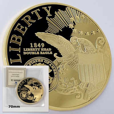 2014 Liberty Head Gold Double Eagle 1849 Commemorative 2-3/4'' Coin w/COA BS7004