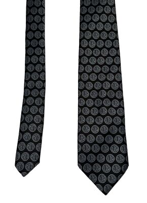 Men s Vintage First Chicago National Bank Necktie Silk Blue Logo Embroidery