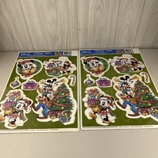 2 Disney Paper Magic Group Color Clings Christmas Mickey Minnie Goofy Donald Duc