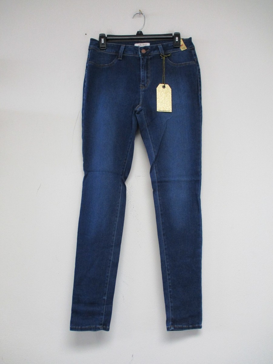 Vibrant MIU Jeans Women's Size 15 Solid Blue Denim Skinny