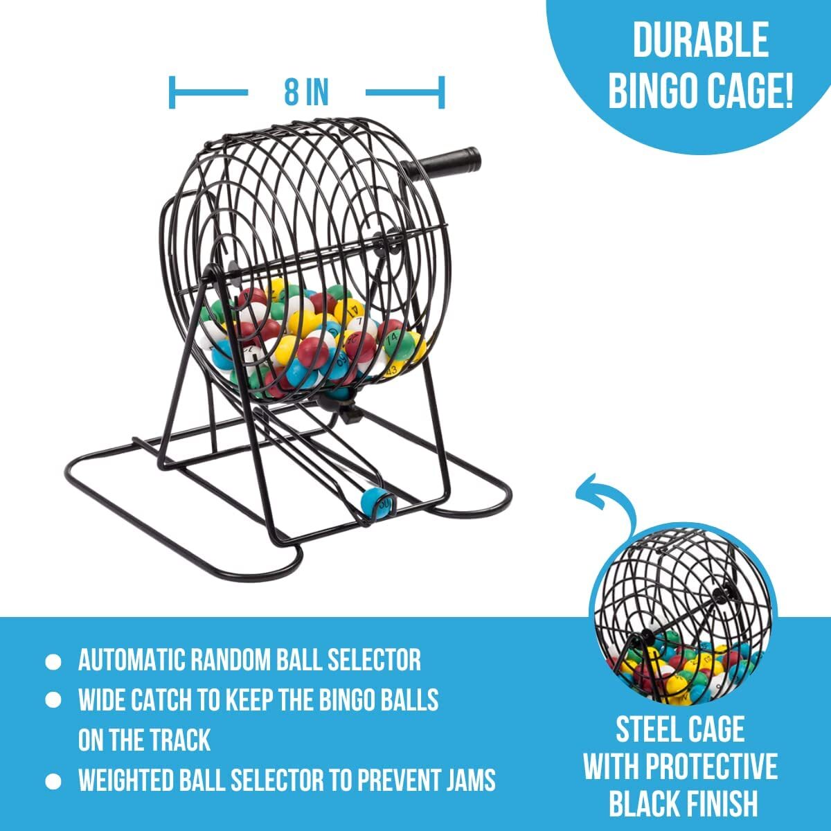 Deluxe Bingo Set Includes Bingo Cage, Board, 18 Mixed Cards, 75 Calling ...