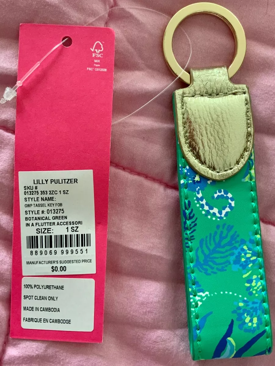 NEW GWP Lilly Pulitzer Key Fob Keychain In A Flutter Gold