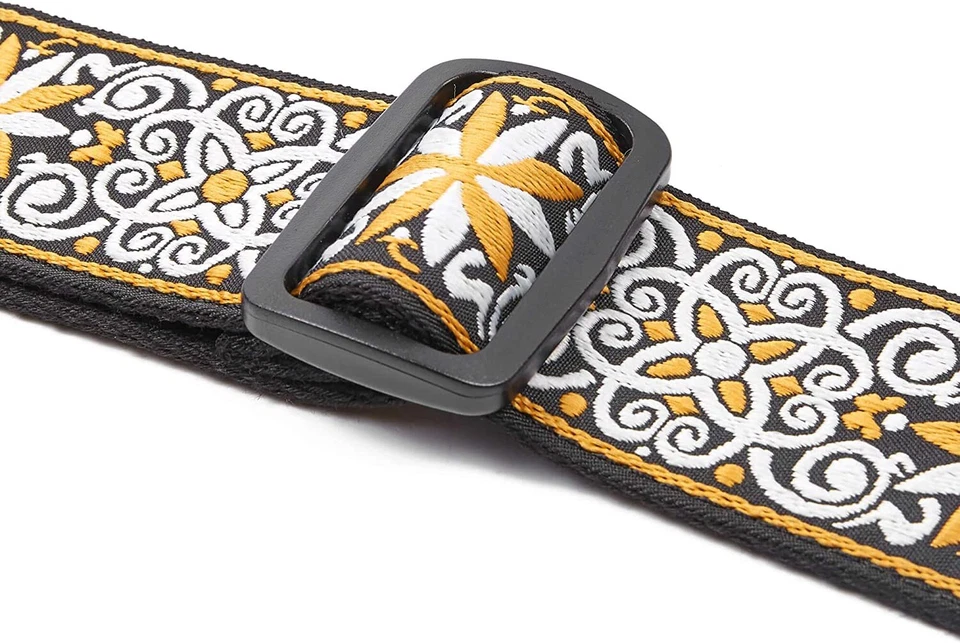 Alças de guitarra vintage bordadas para baixo guitarra acústica elétrica ajustável - Imagem 2 de 4