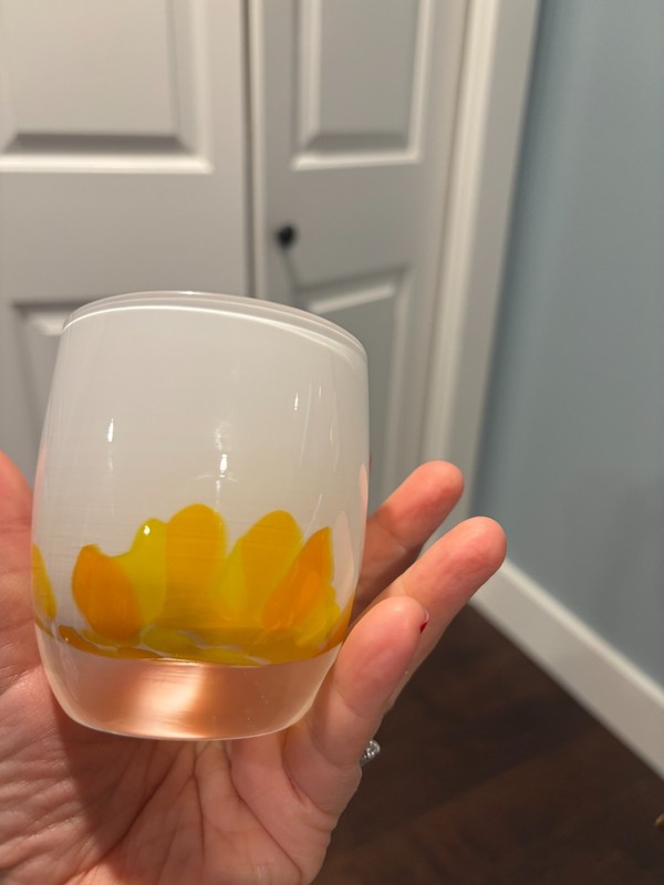 glassybaby buttercup 1830 candle holder pre-triskelion