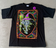 All Sport Maxweight Unisex T-Shirt Black Psychedelic Wizard Print USA Made L 44