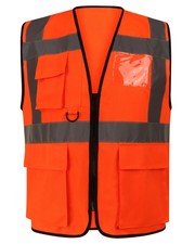 Hi Vis Viz Vest High Visibility Executive Vest Waistcoat Phone & ID Pockets UK