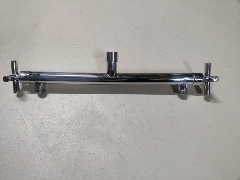 Dual Shower Head Diverter Valve Chrome Extension Arm 16.5" Bathroom Upgrade