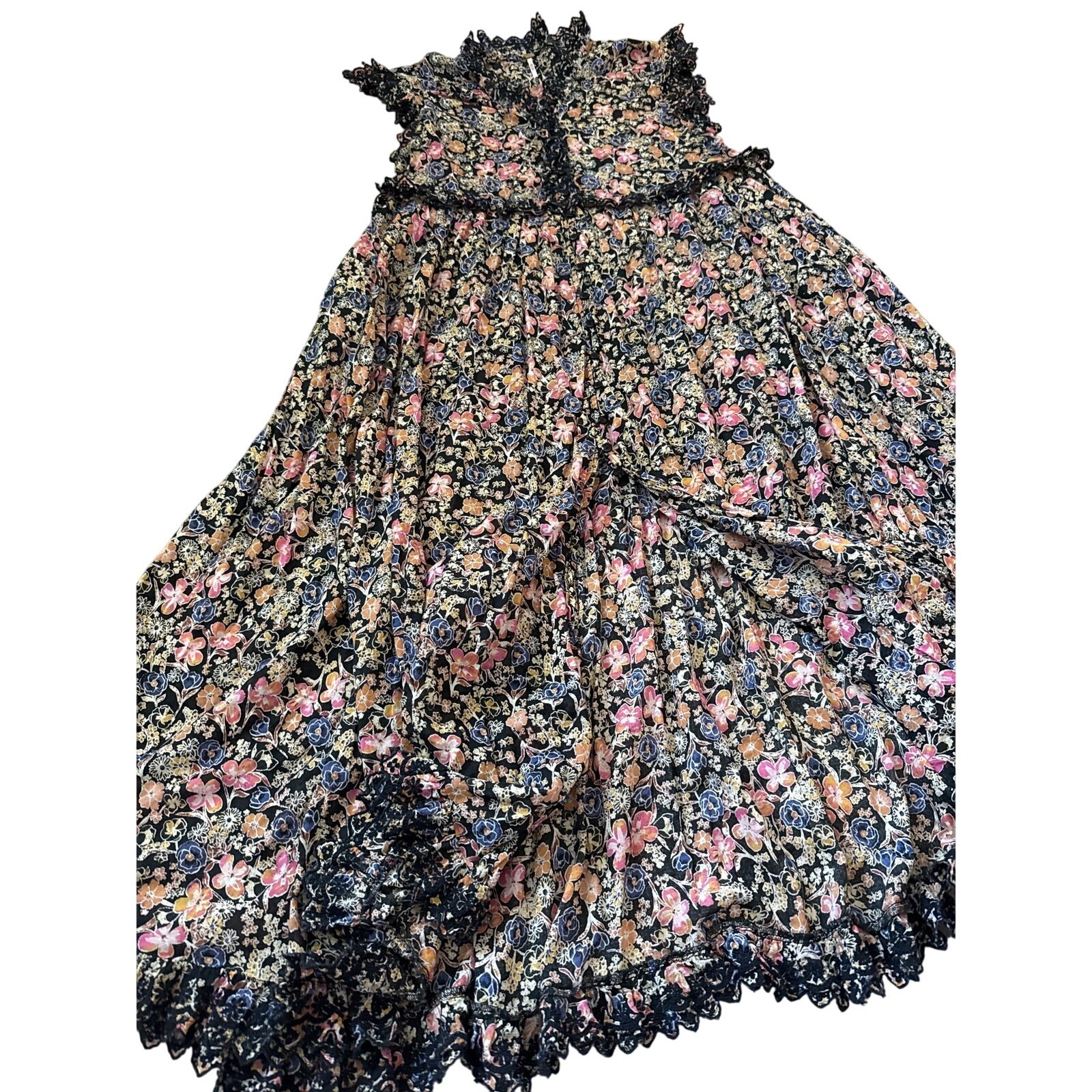 Free People Milania Flowy Midi Dress in Confetti Combo Size Small