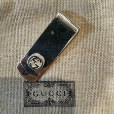 Gucci Interlocking Wallet With Money Clip Silver Ag925 Unisex Made in Italy