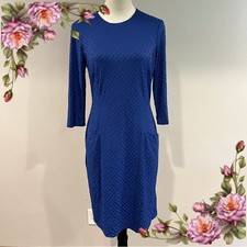 Elegant Royal Blue color long sleeve screw neck Dress size small