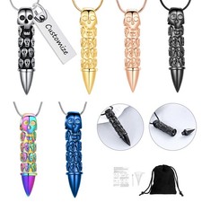 Skeletonic Bullet Urn Pendant Cremation Jewelry Ashes Holder Memory Necklace