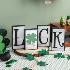 Valentine's Day D cor 4 PCS Reversible St. Patrick's Day Wood Signs Tiered Tr...
