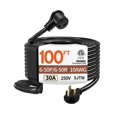 100FT 30 Amp 10 Gauge 3 Prong Welder Extension Cord, NEMA 6-50P to NEMA 6-50R...