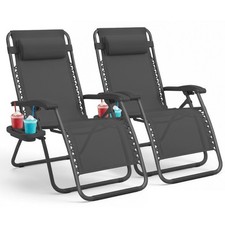 Keplin Heavy Duty Zero Gravity Chairs Garden Recliners with Locking System 2 Pk