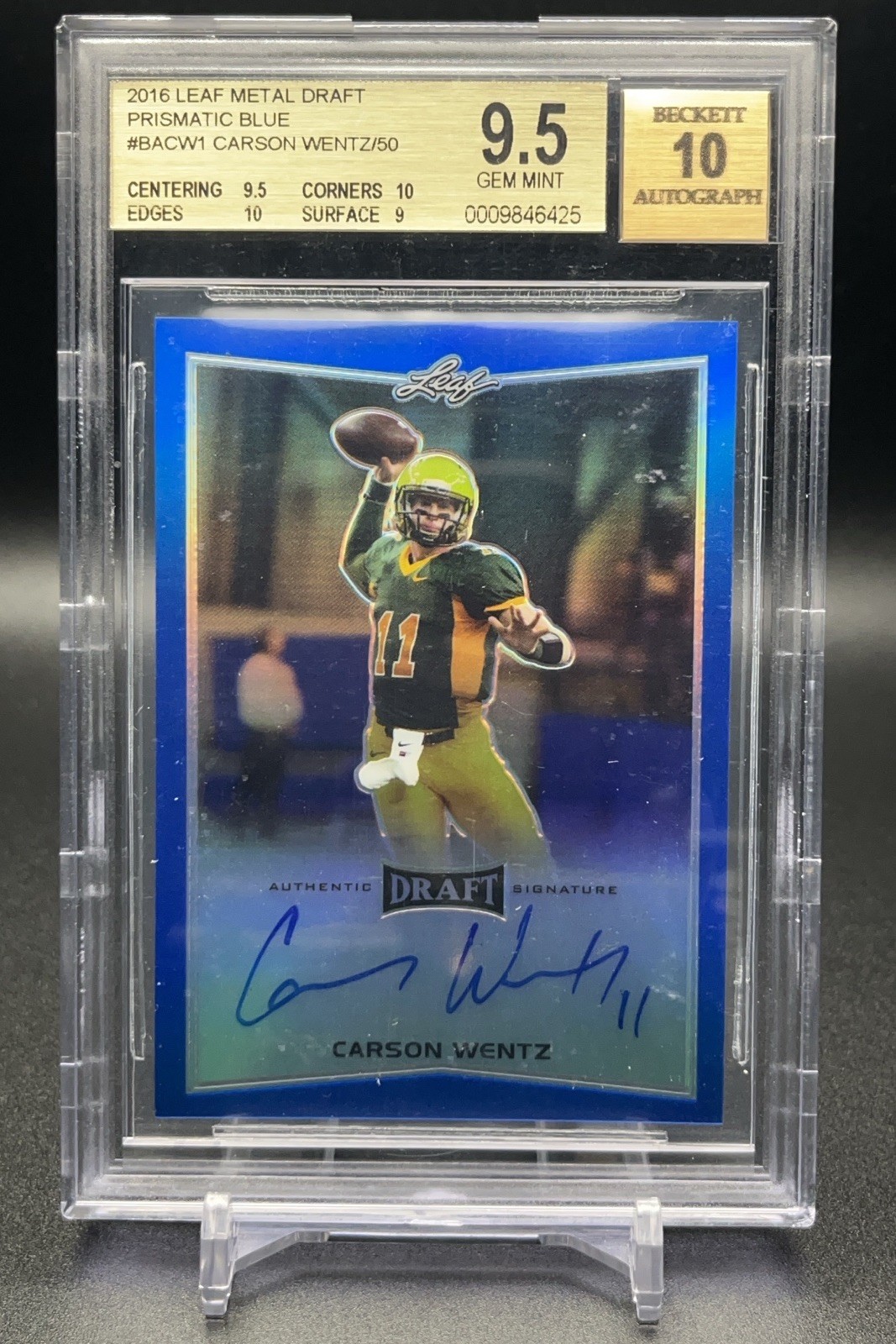 Carson Wentz Leaf Metal Draft Autographs #BACW1 Blue