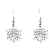 Snowflake Earrings for Women Christmas Earrings Cubic Zirconia Sparkle Hook Dang
