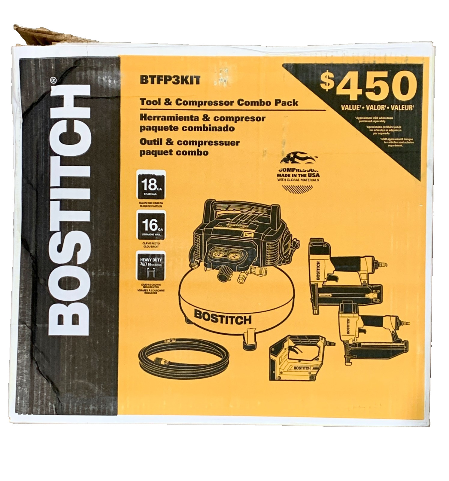 Brad & Straight Nailer Stapler 3-tool Combo Kit