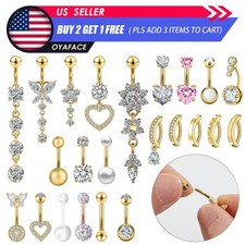 3-10PCS 14G OPAL Belly Button Rings Surgical Steel Navel Piercing Body Jewelry
