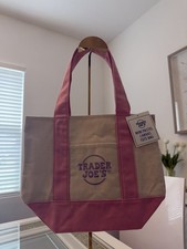 BRAND NEW With TAGS -Trader Joe  s-Spring Pastel Canvas Mini Tote Bag-Pink