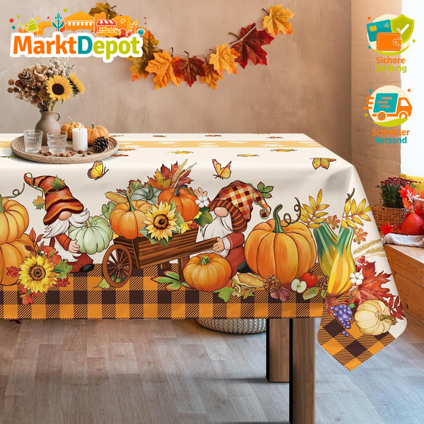 Tischdecke Polyester Herbst AhornbläTter 152 X 213 Cm FüR Festlichkeiten-image
