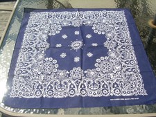 VINTAGE BLUE PAISLEY HANDKERCHIEF BANDANA COTTON U.S.A. RN 15137