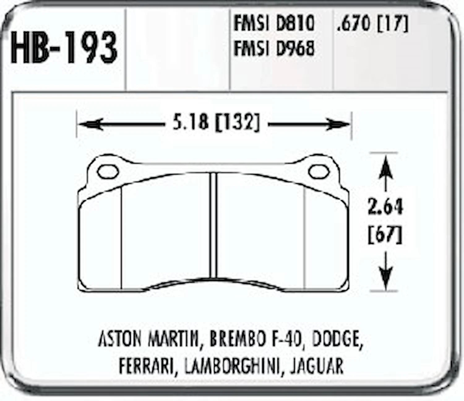 Hawk HB193F.670 Hawk Performance Brake BREMBO F-40 FERRARI JAGUA