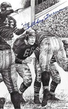 RARE CLYDE BULLDOG TURNER SIGNED B&W POSTCARD~PRO FOOTBALL HALL OF FAME~HOF AUTO