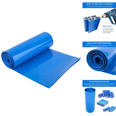 PVC Heat Shrink Wrap Tube for Batteries, 200mm x 9.9ft, Blue, Insulation & DIY