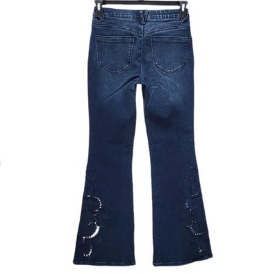 Democracy Absolution High Rise Embroidery Out There Flare Petite Jeans 8P
