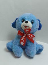 Greenbrier Blue Purple Red Puppy Dog Plushie Red Bow 11  Stuffed Toy, Pre-Owned