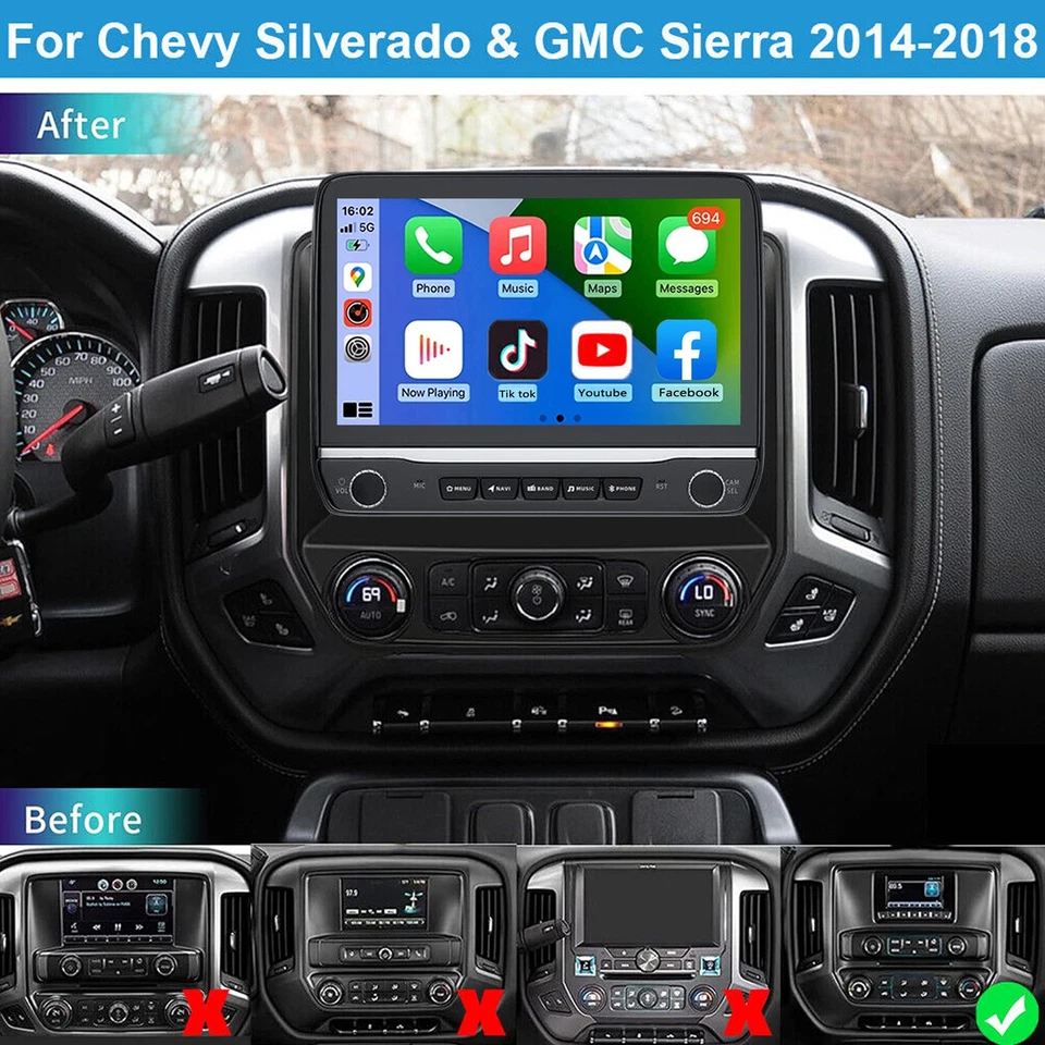 10.1" Android 15 Car Stereo Radio DSP FM For GMC Sierra 1500 2500HD 3500HD 14-18 - Image 4 of 4