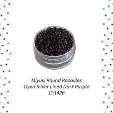 Miyuki 11/0 Round Seed Beads 11-1426 Dyed Silver Lined Dark Purple 20 Grams