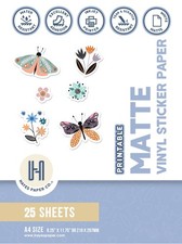 Printable Vinyl Sticker for Inkjet Printer - Matte Waterproof White -Adhesive...