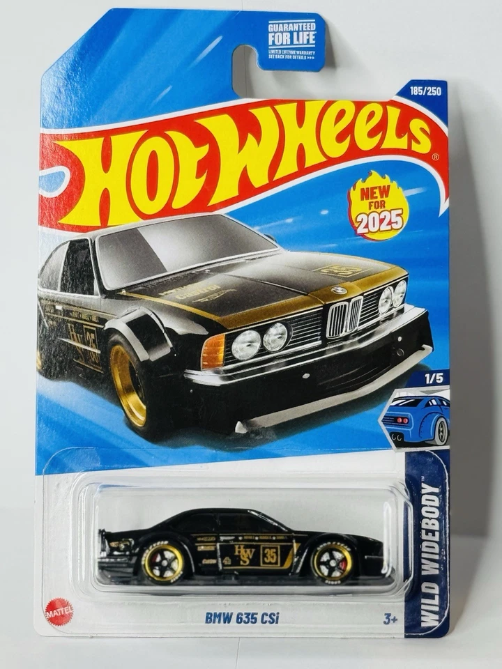 BMW 635 CSI negro Hot Wheels WICKED con llantas de aleación, pilotos reales/frenos de carrera Foto 2 de 4