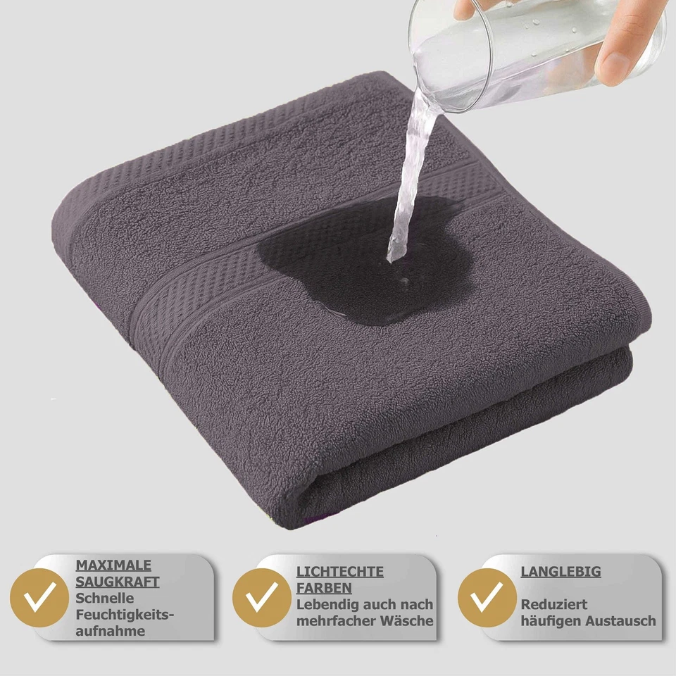 Handtuch Set Premium 2er 4er 10er 100% Baumwolle Frottee Weich Saugstark 500g/m² - Bild 3 von 4