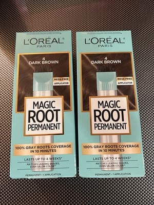 2 Pack - L'Oreal Paris Magic Root Rescue Permanent Hair Color, 4 Dark Brown
