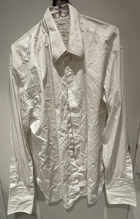 40er Jahre CC41 Style 44 cm unifarbener Kragen weißer Rock von Vintage Shirt Company (Darcy)