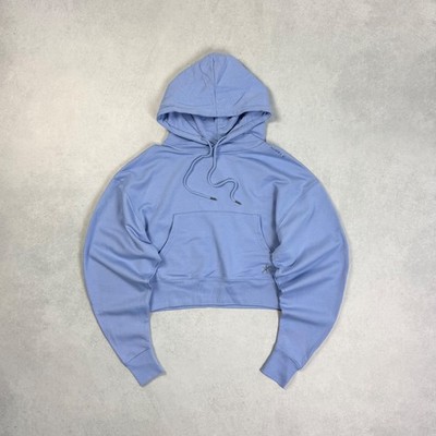 SS23 MUGLER x H&M CROPPED BATWING-SLEEVED BLUE HOODIE WOMENS SIZE SMALL