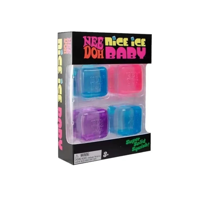 NeeDoh Nice Ice Baby 4-Pack Mini Cubes Authentic Squishy Fidget Stress Toy