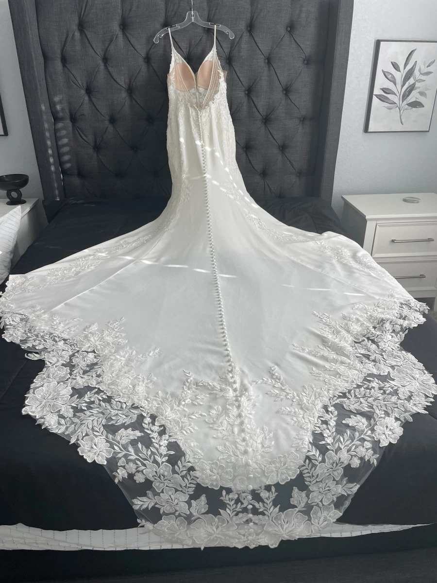 ebay lace wedding dress Vintage Wedding Dresses with Long Sleeves V Neck White Ivory Lace Bridal Gowns