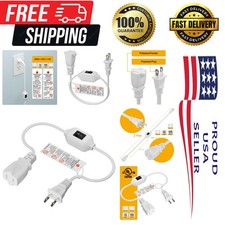 2-Prong 2FT Extension Cord with On/Off Switch for Lamps  Adapters - White