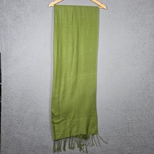 Pashmina Wrap Scarf Womens OS 56x66 Green Pashmina Silk Floral Knit Lightweight