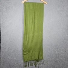 Pashmina Wrap Scarf Womens OS 56x66 Green Pashmina Silk Floral Knit Lightweight