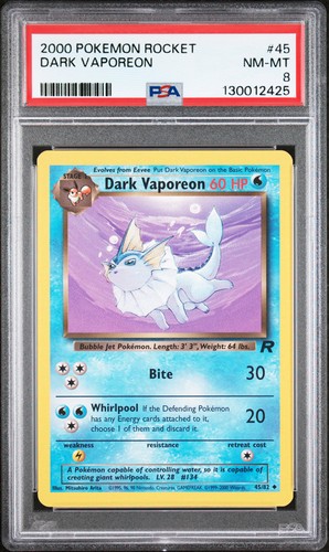 Dark Vaporeon (1st Edition) graded PSA 8 for sale on eBay