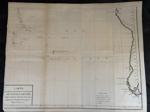 ORIGINAL 18th C. PACIFIC OCEAN 1775 LA PEROUSE LARGE ANTIQUE ENGRAVED MAP 22x18