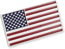 Authentic Official American Flag Enamel Lapel Pin Proudly Made In USA Silver Lap