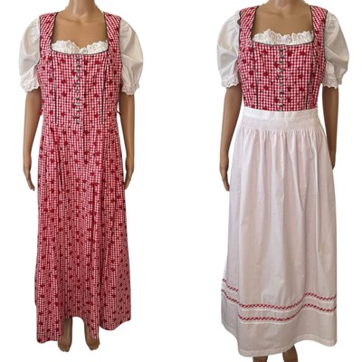 Dirndl Floral German Tracht Dress Lace Shirt 42