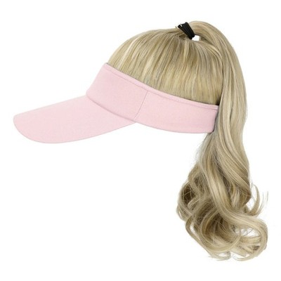 Women Sun Hat with Ponytail,Baseball Cap with Wavy Hair,Hair Extensions Hat