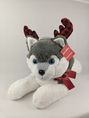 #ad #ad Plush Puppy Siberian Husky Stuffed Animal Dog Cuddle Gray White Wolf Reindeer $36.35