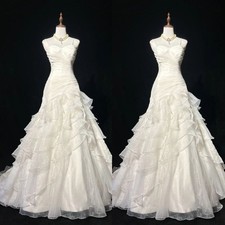 Organza Wedding Dress Spaghetti Straps Charming Ruffles Full Length Bridal Gown